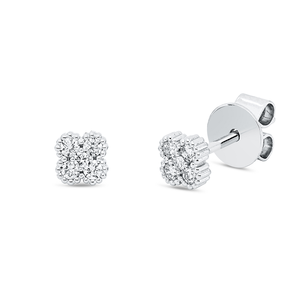 diamond full cut modern woman studs in white gold