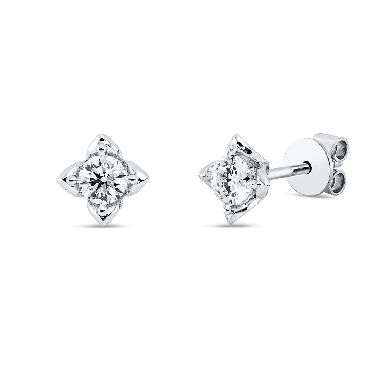 diamond full cut solitaire studs in white gold