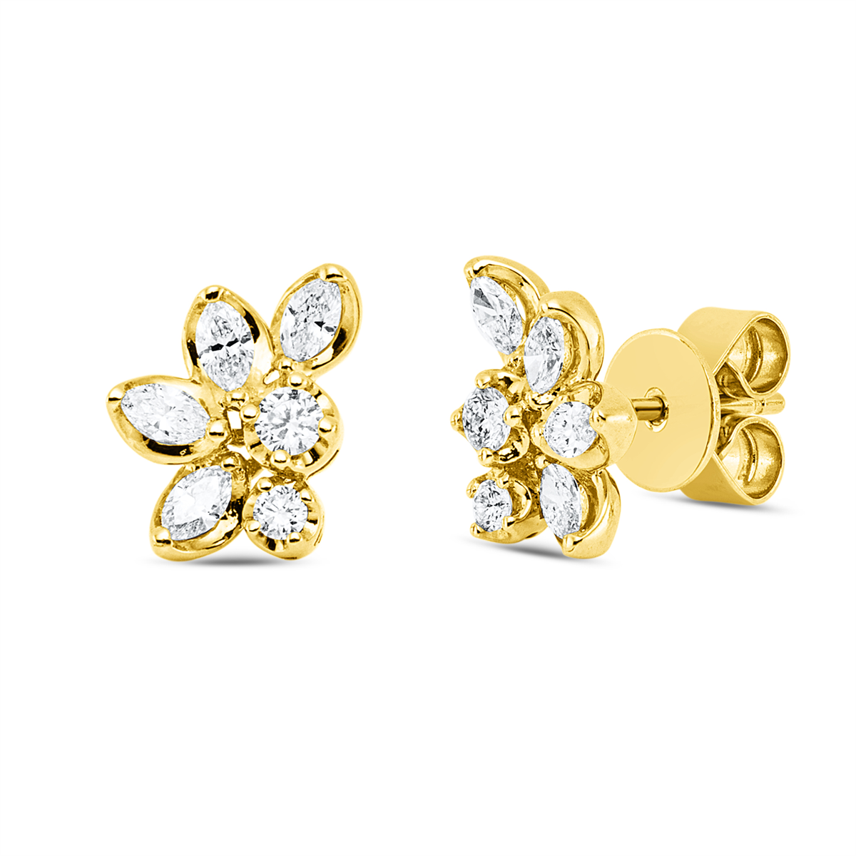 diamond full cut modern woman studs in yellow gold