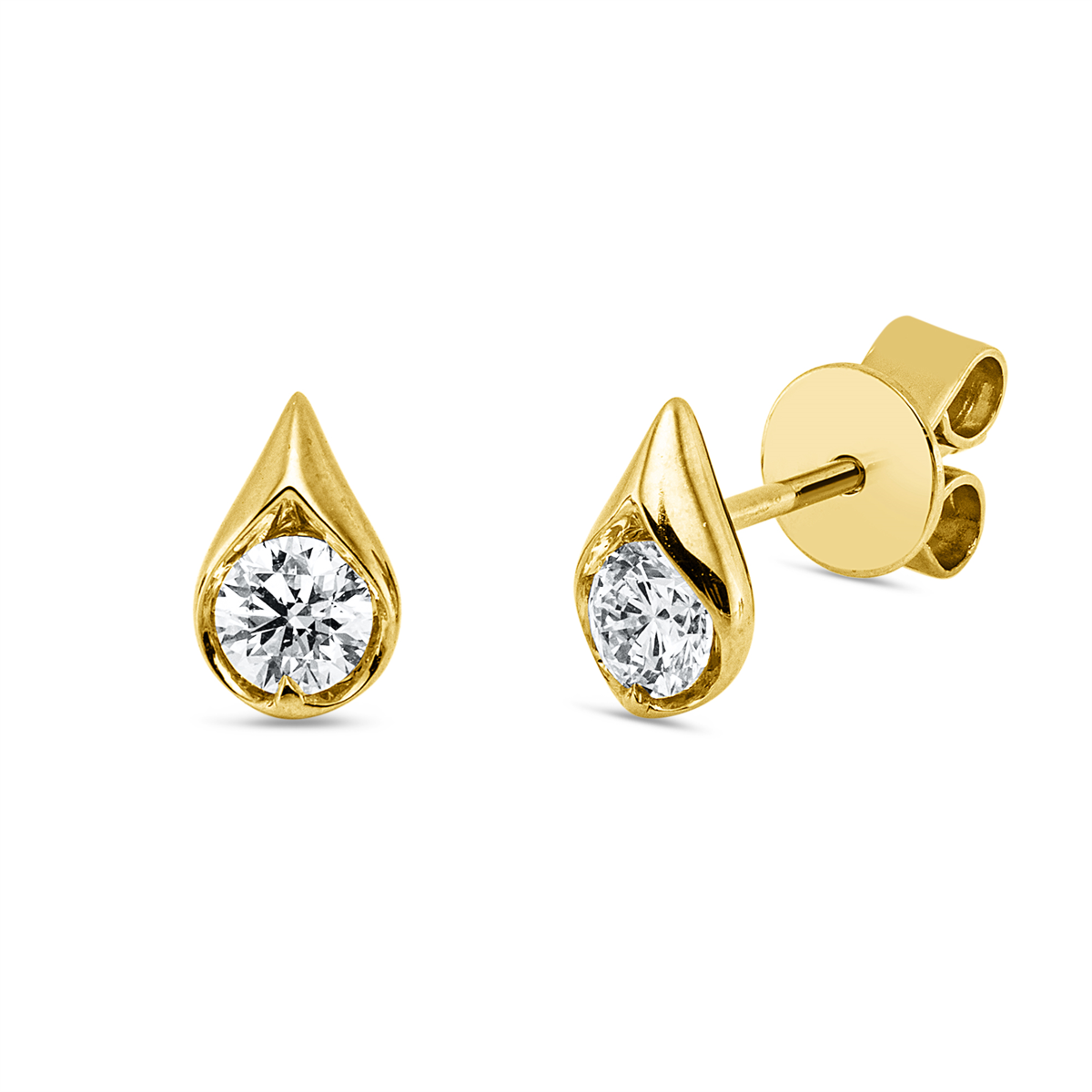diamond full cut modern woman studs in yellow gold