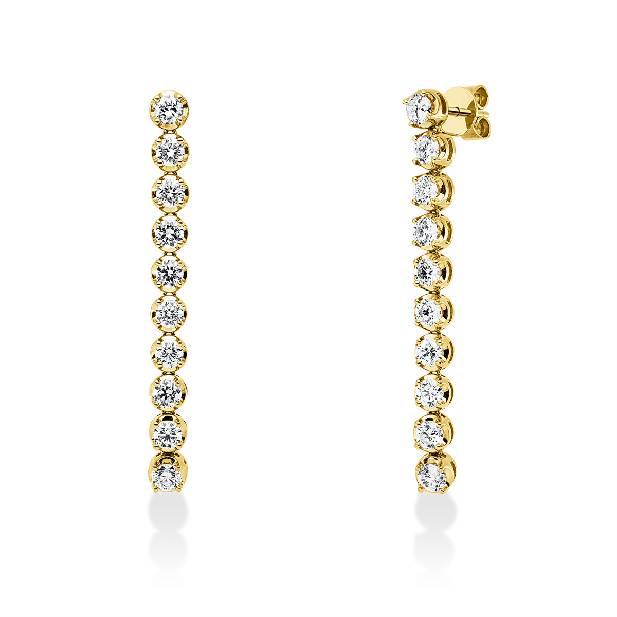 diamond full cut multi-stone studs in yellow gold
