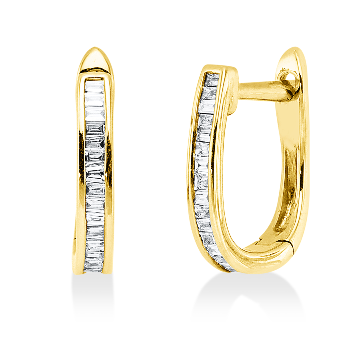 taper modern woman hoops & huggies in yellow gold