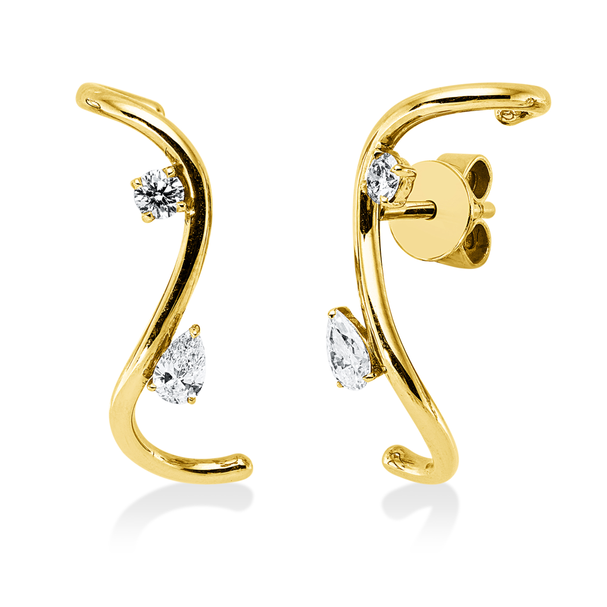 diamond full cut modern woman studs in yellow gold