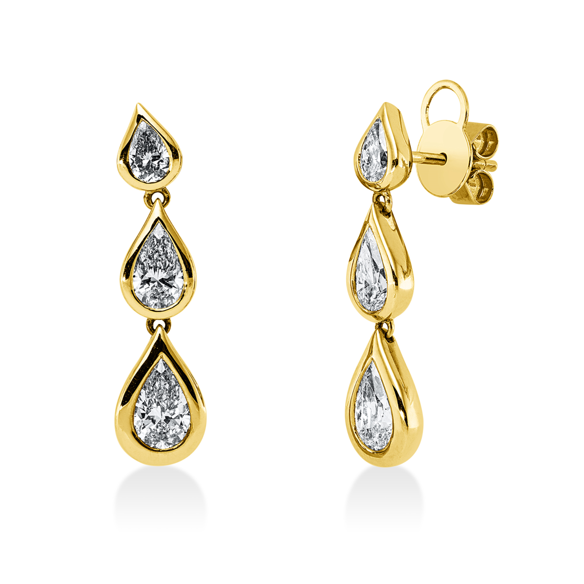 pear shape exclusive earrings in yellow gold