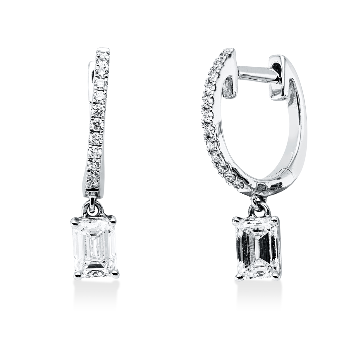 diamond full cut solitaire with accent stones earrings in white gold
