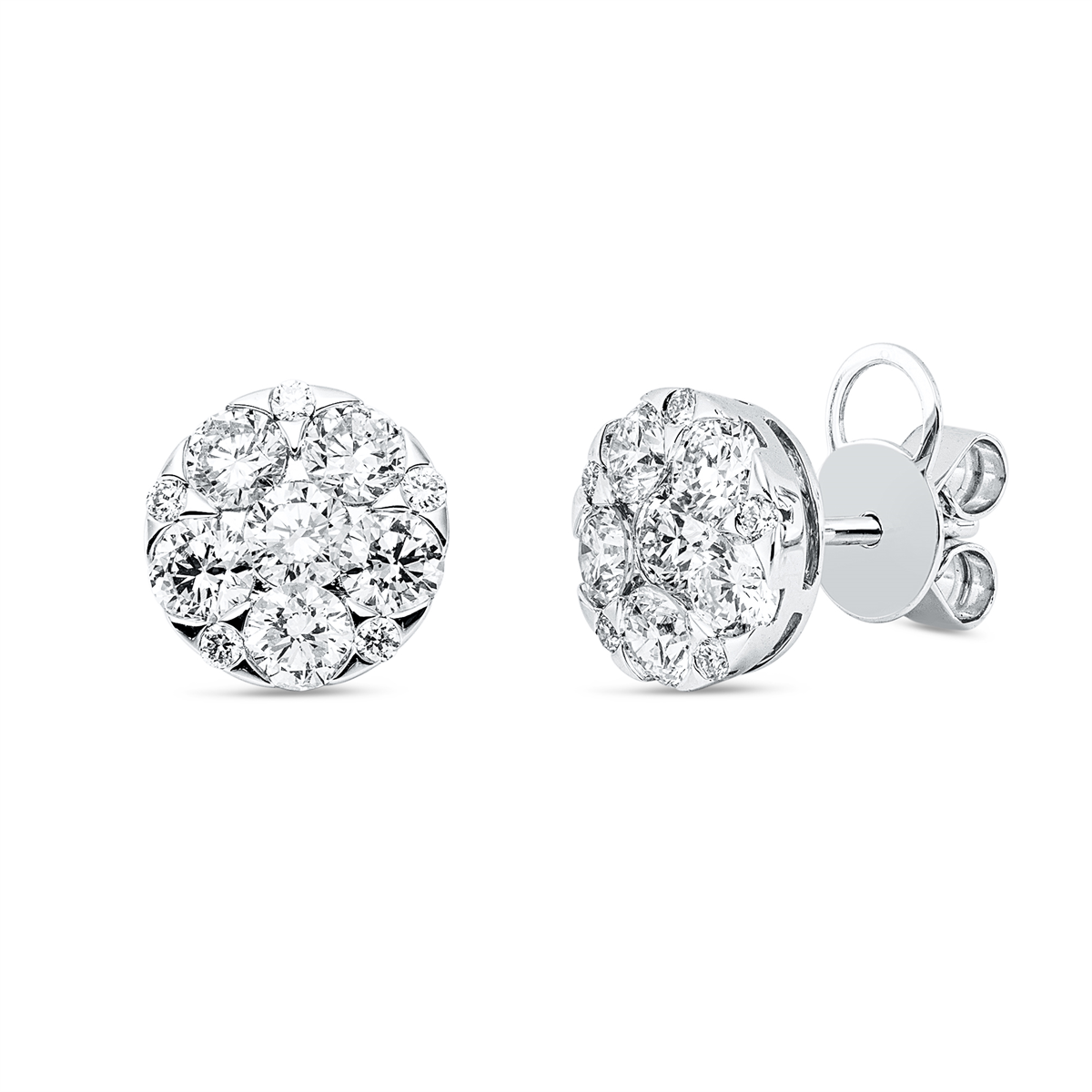 diamond full cut illusion classic studs in white gold
