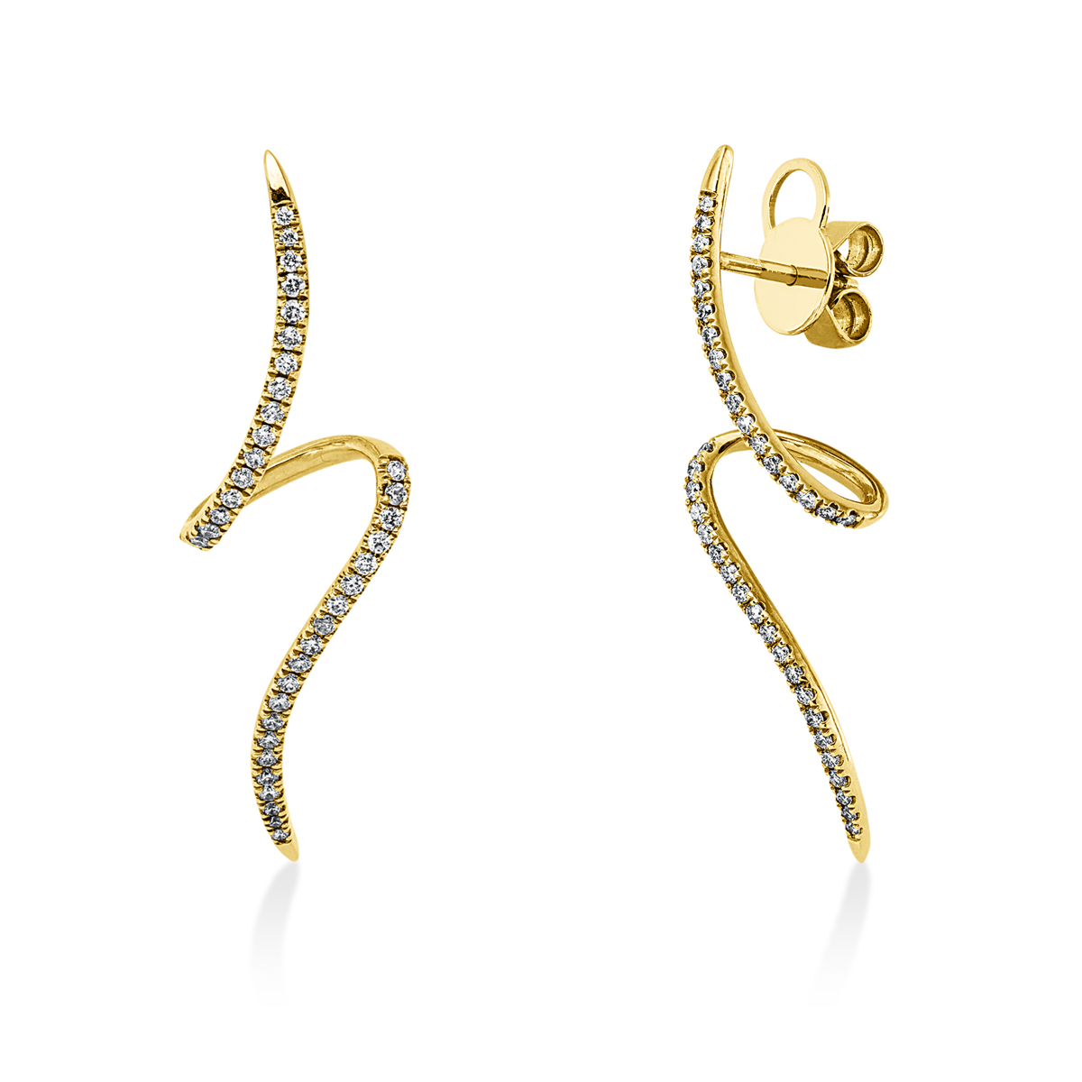 diamond full cut modern woman studs in yellow gold
