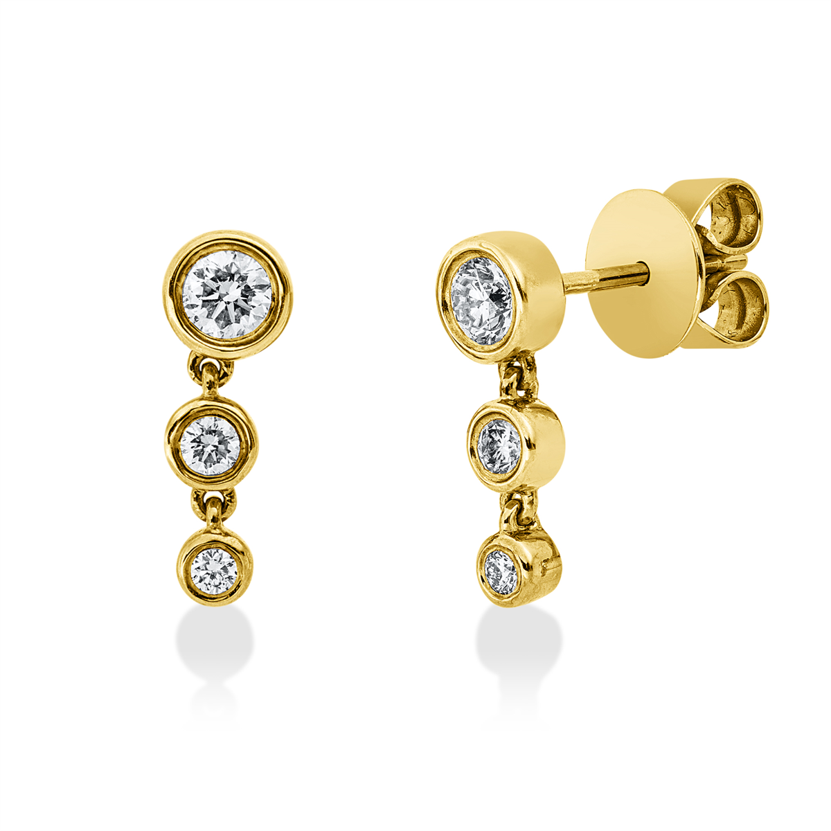 diamond full cut modern woman studs in yellow gold