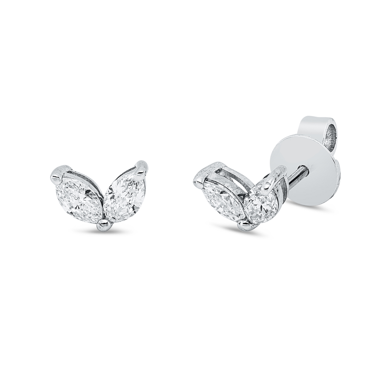 marquise modern woman studs in white gold