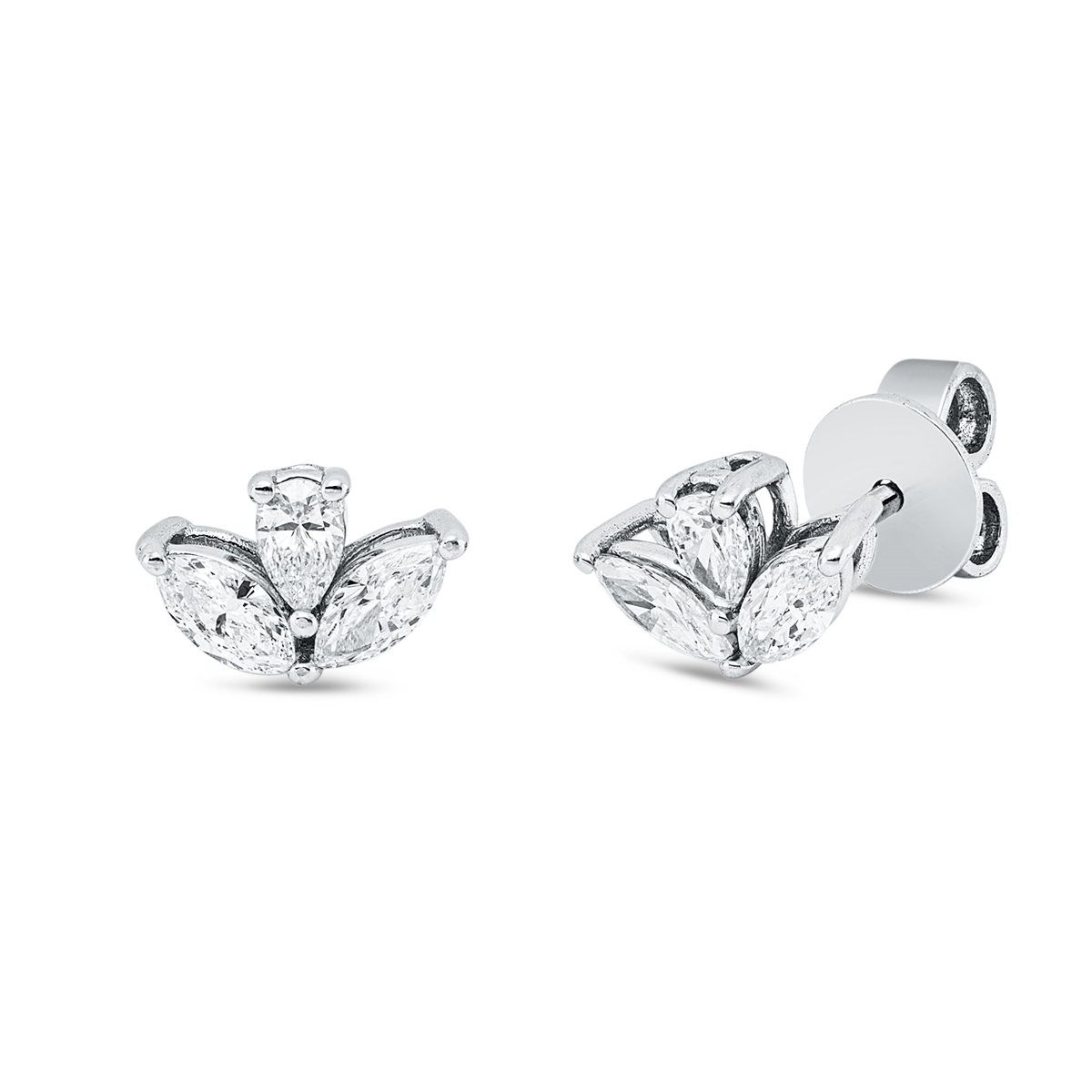 marquise modern woman studs in white gold