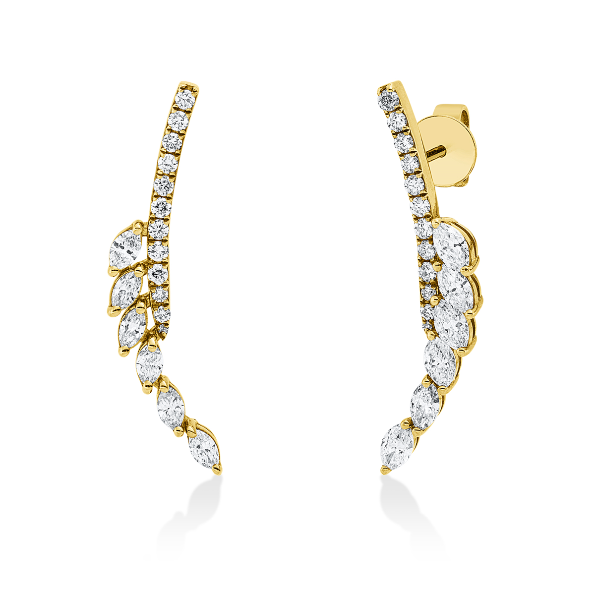 diamond full cut multi-stone studs in yellow gold