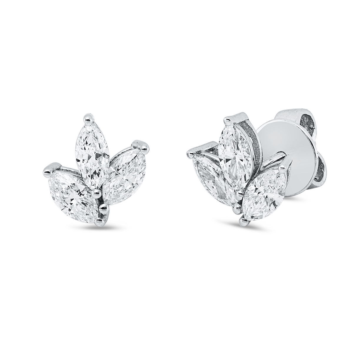 marquise modern woman studs in white gold