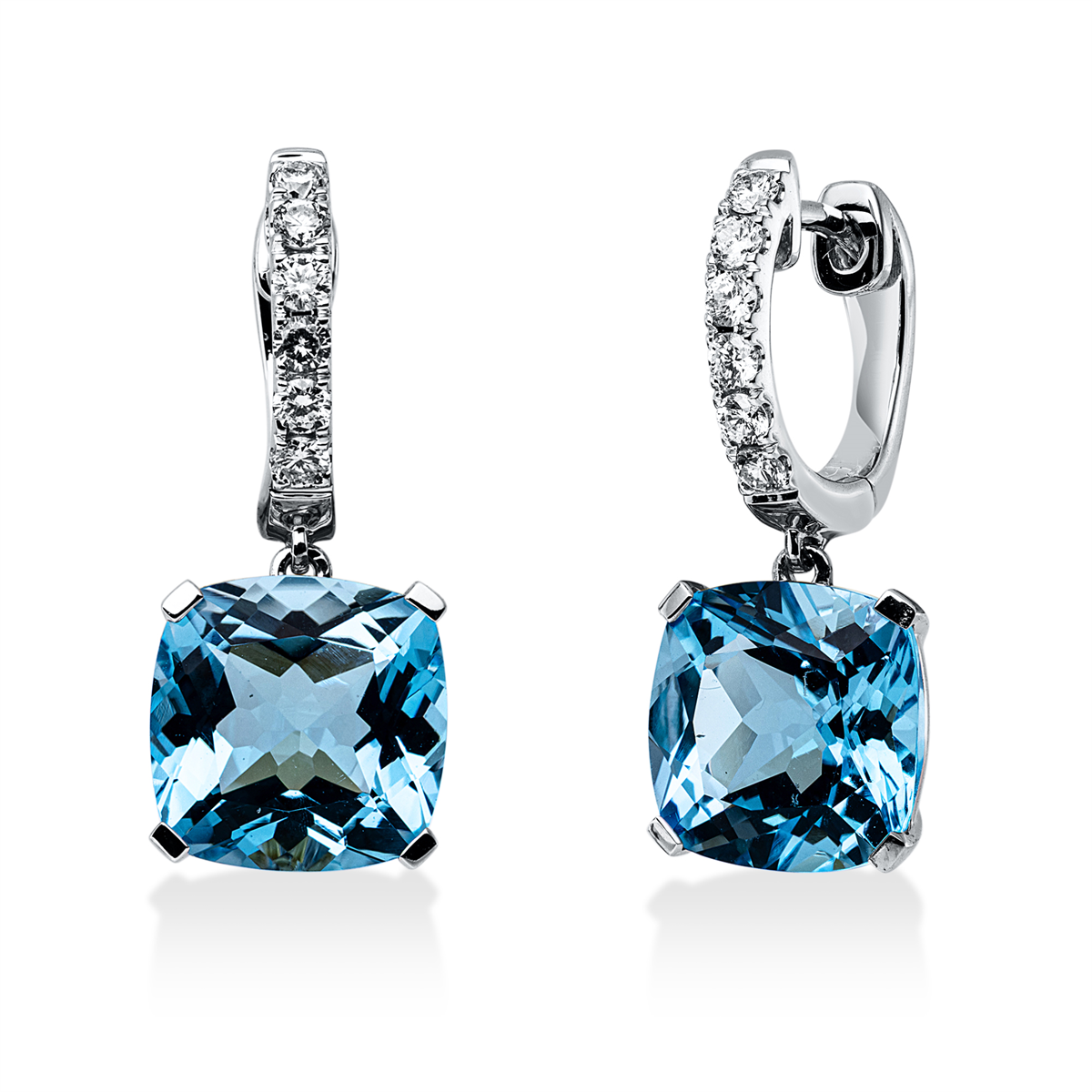 diamond full cut topaz colored stone fashion earrings in white gold
