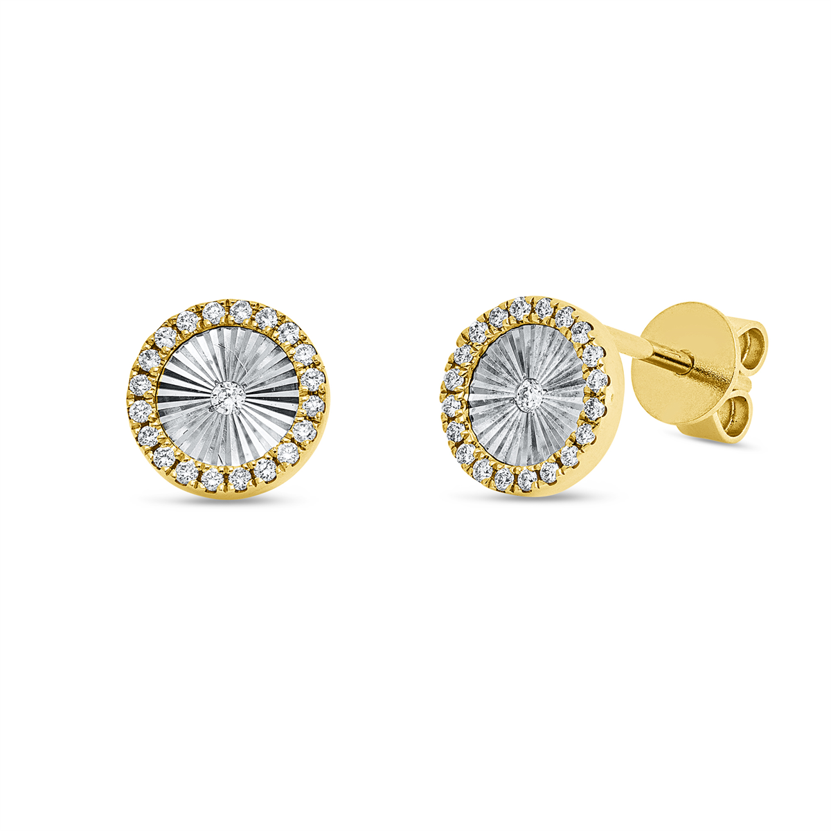 diamond full cut modern woman studs in yellow gold / white gold