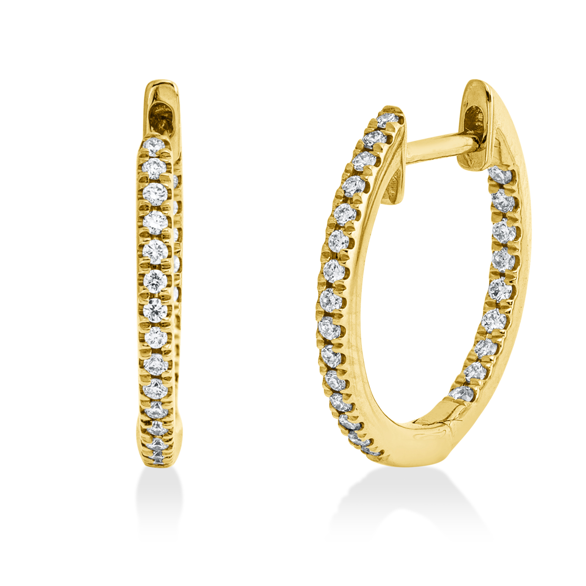diamond full cut multi-stone hoops & huggies in yellow gold