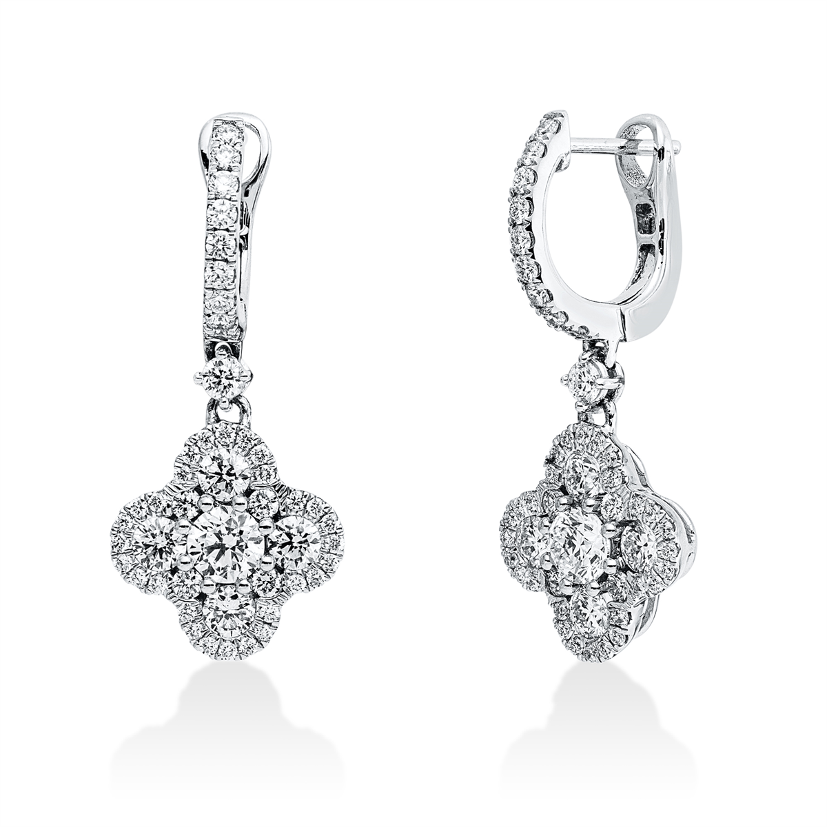 diamond full cut multi-stone earrings in white gold