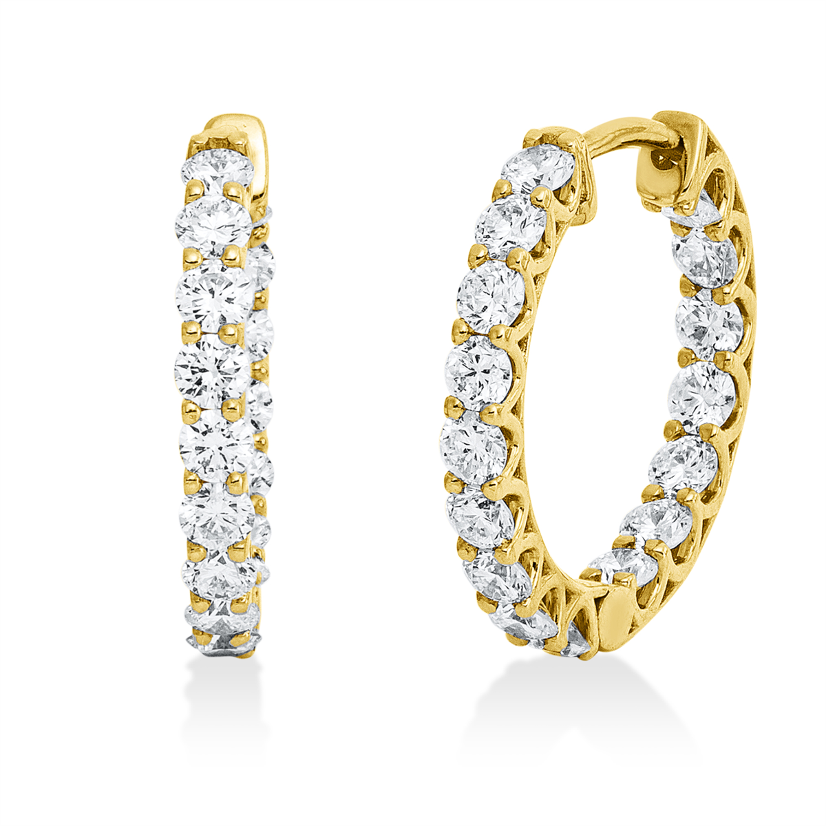 diamond full cut multi-stone hoops & huggies in yellow gold