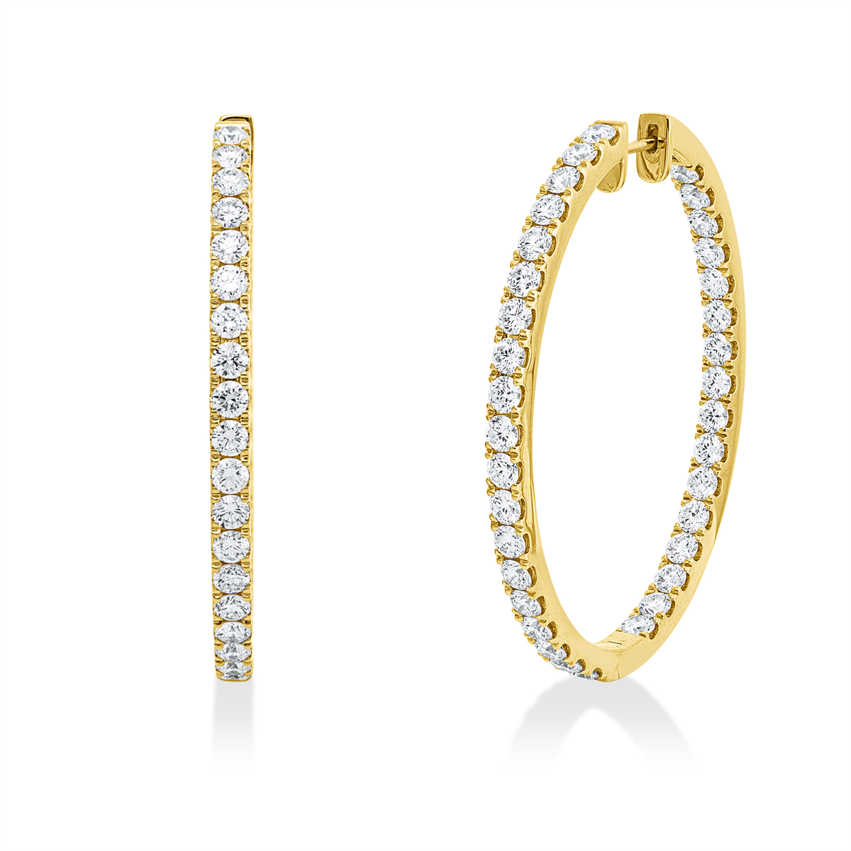 diamond full cut multi-stone hoops & huggies in yellow gold