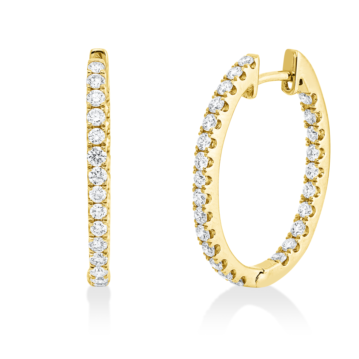 diamond full cut multi-stone hoops & huggies in yellow gold