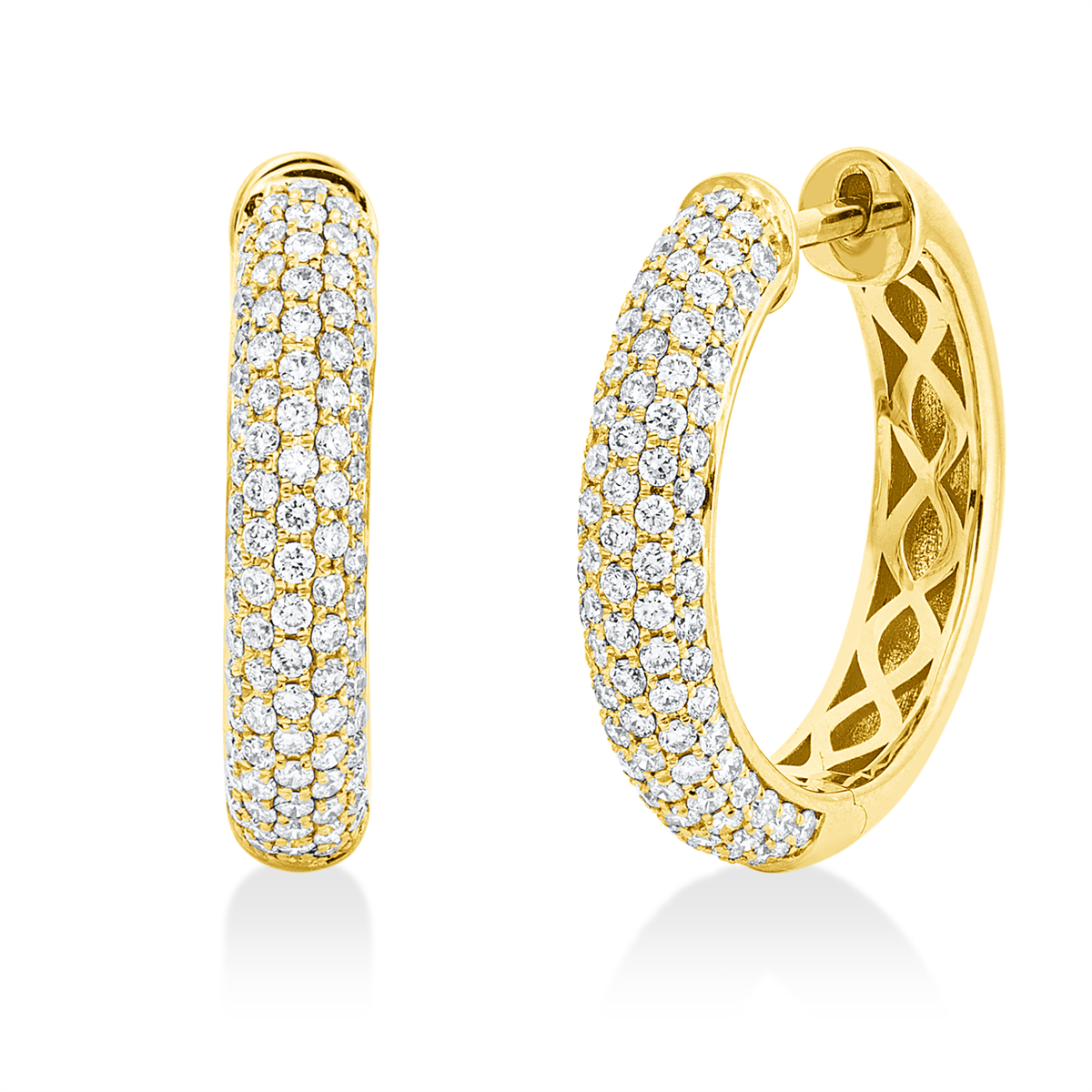 diamond full cut pavé hoops & huggies in yellow gold