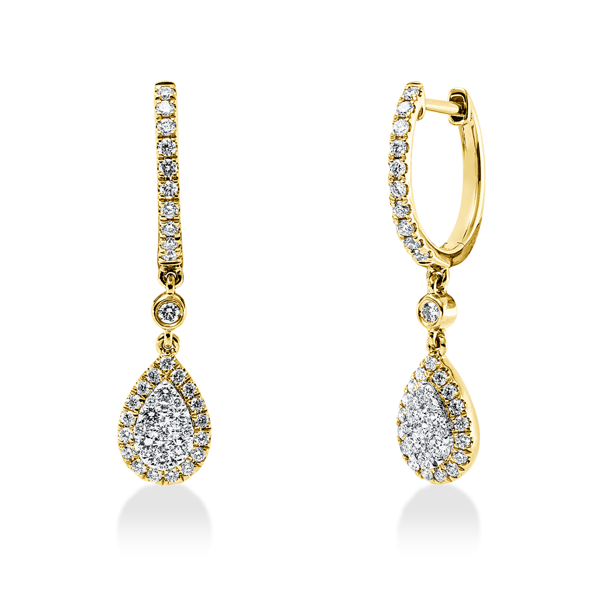diamond full cut illusion classic earrings in yellow gold / white gold