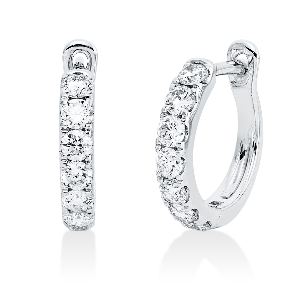 diamond full cut modern woman hoops & huggies in white gold