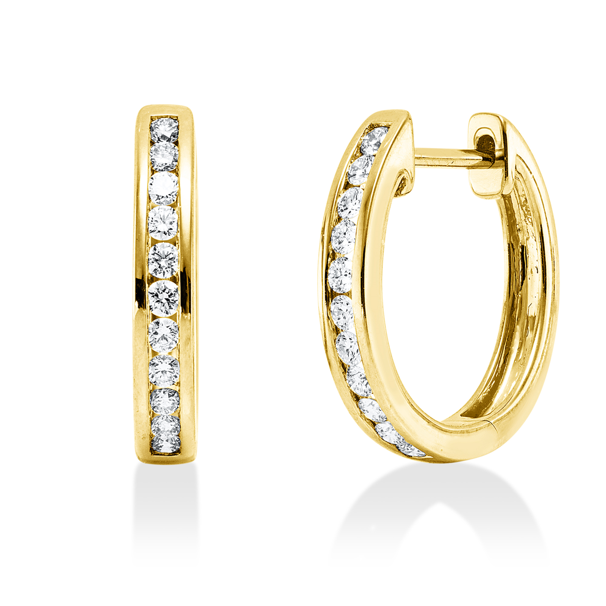 diamond full cut multi-stone hoops & huggies in yellow gold
