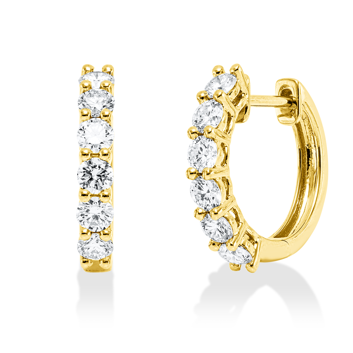 diamond full cut multi-stone hoops & huggies in yellow gold