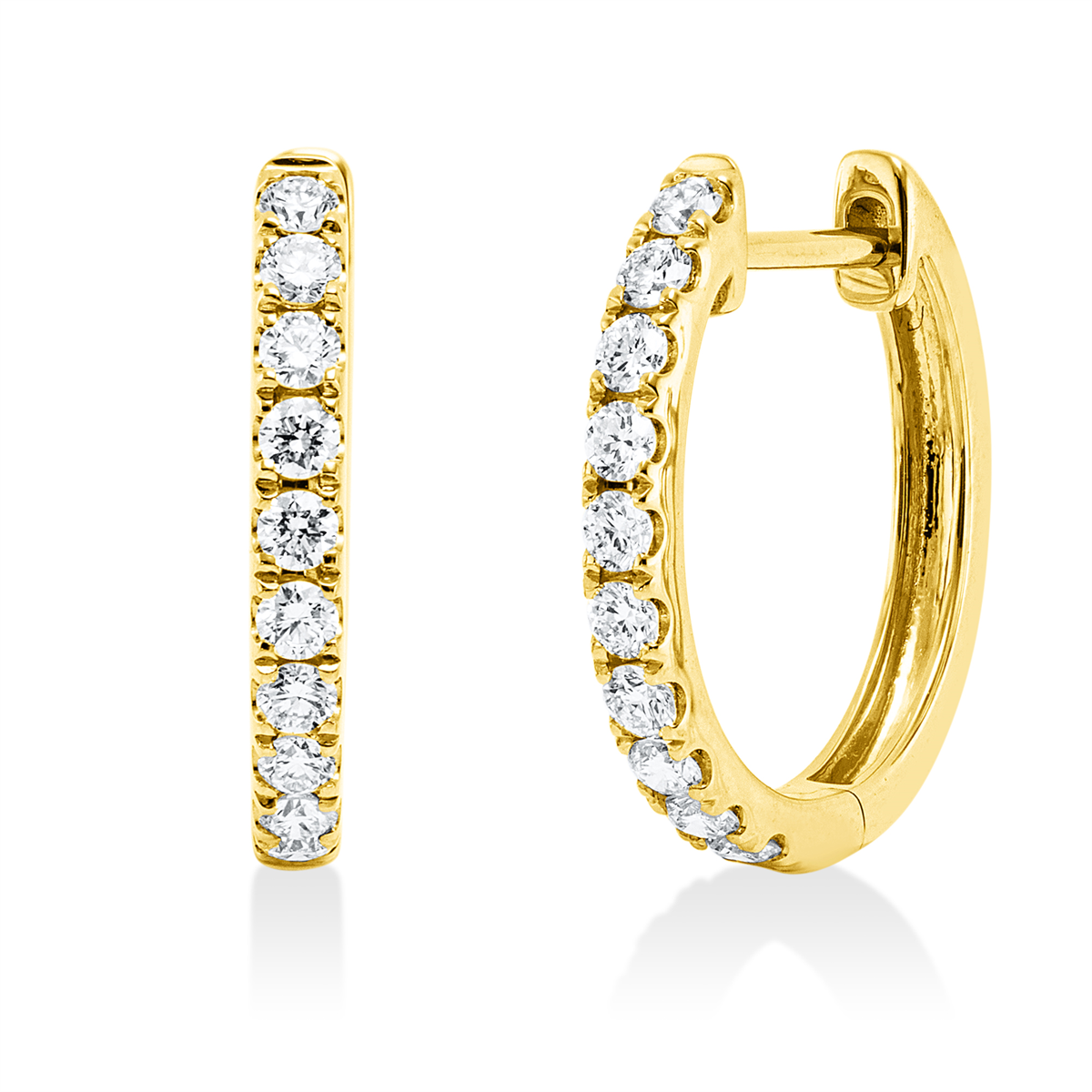 diamond full cut multi-stone hoops & huggies in yellow gold