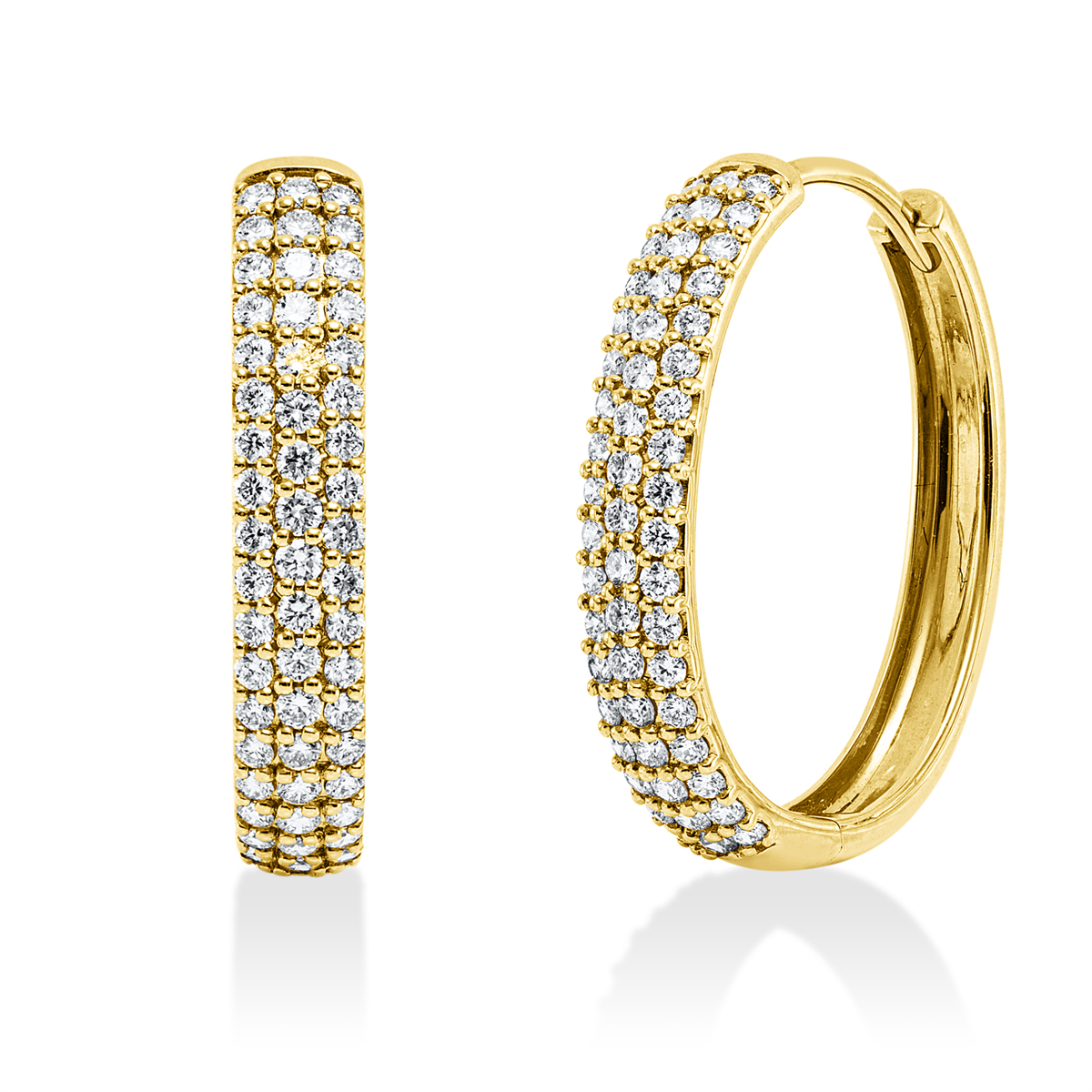 diamond full cut multi-stone hoops & huggies in yellow gold