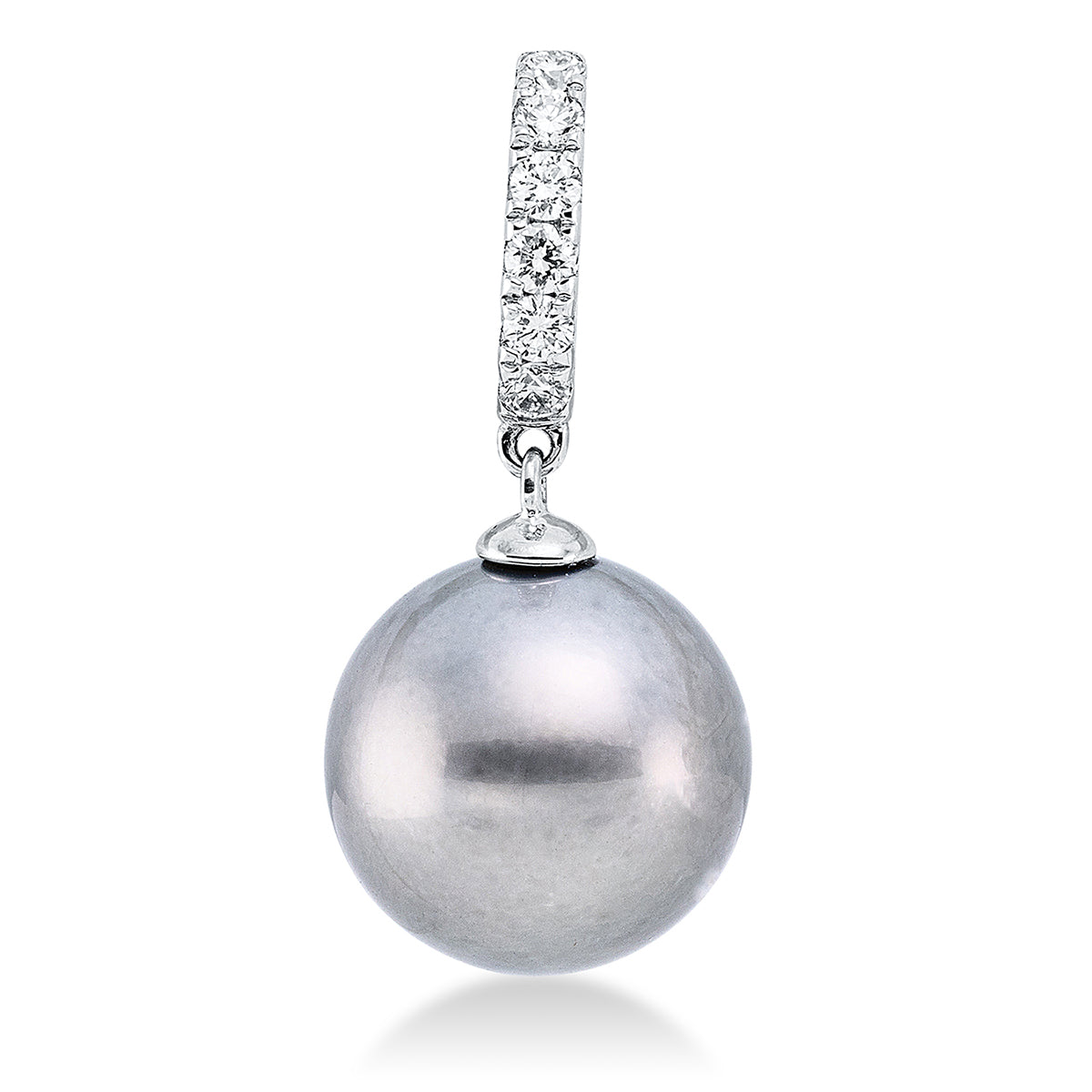 diamond full cut pearl pendant in white gold