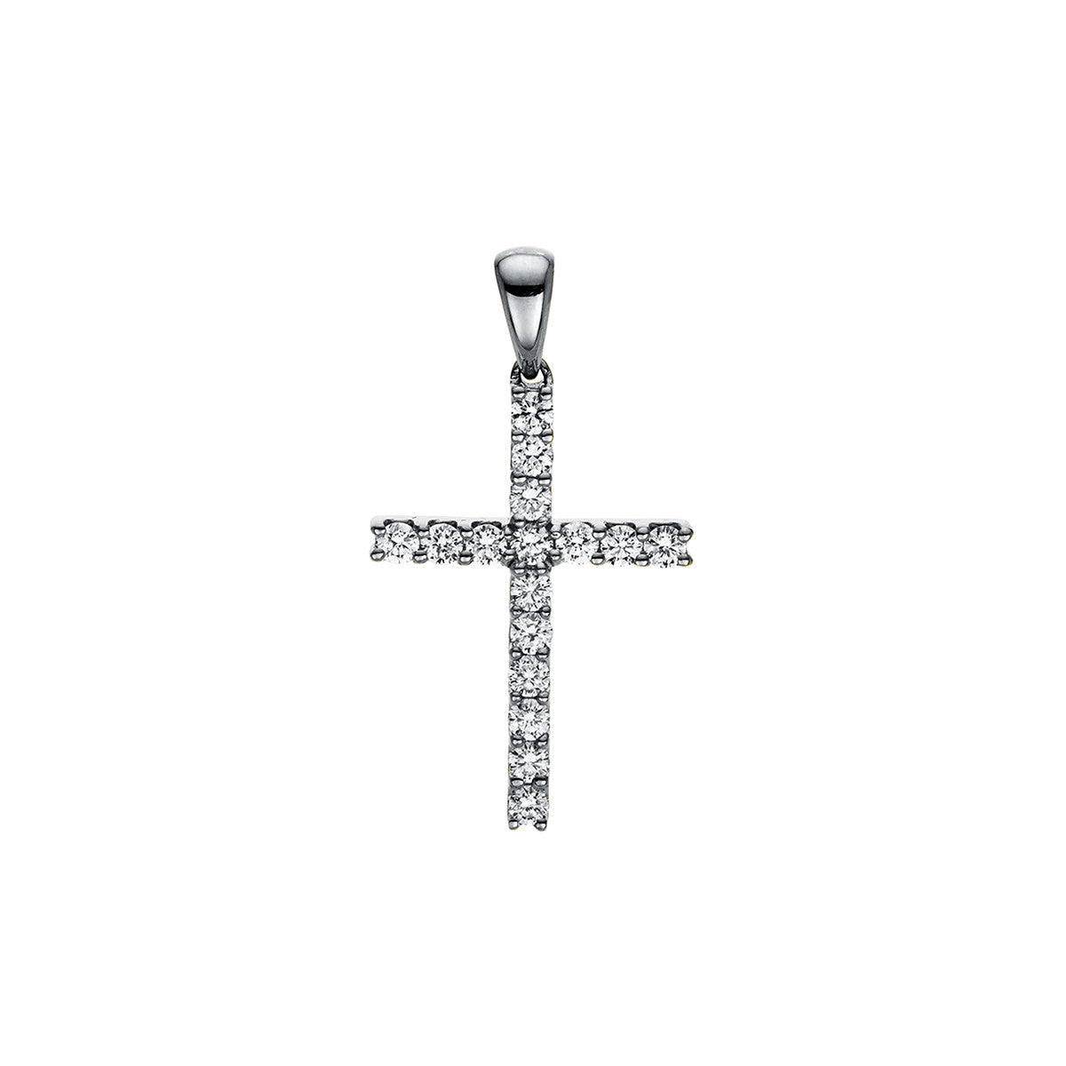 diamond full cut cross pendant in white gold