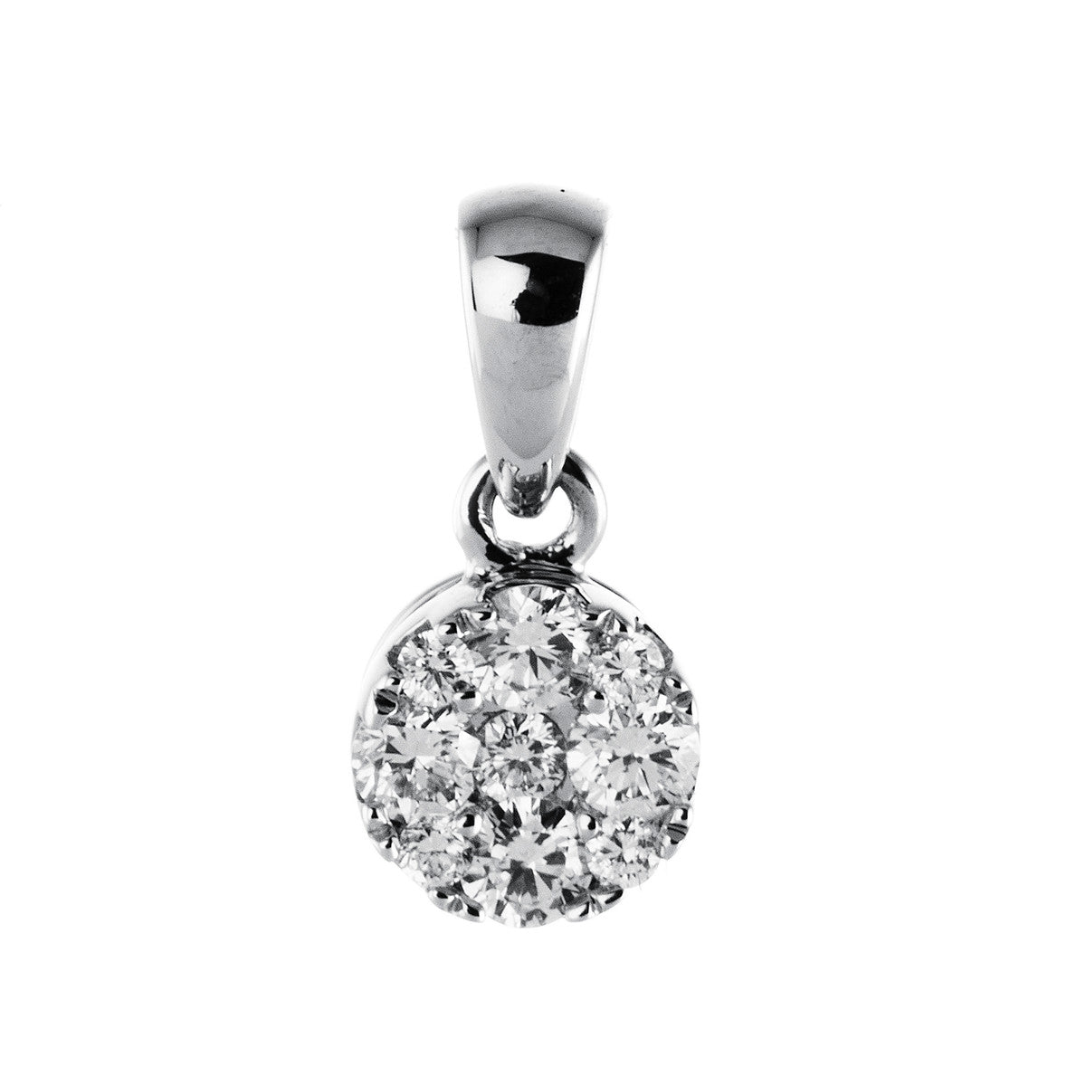 diamond full cut illusion classic pendant in white gold