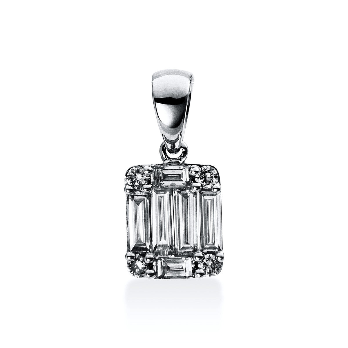 diamond full cut illusion classic pendant in white gold