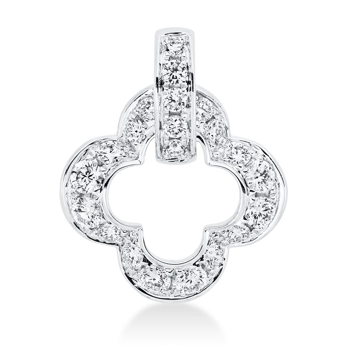 diamond full cut modern woman pendant in white gold