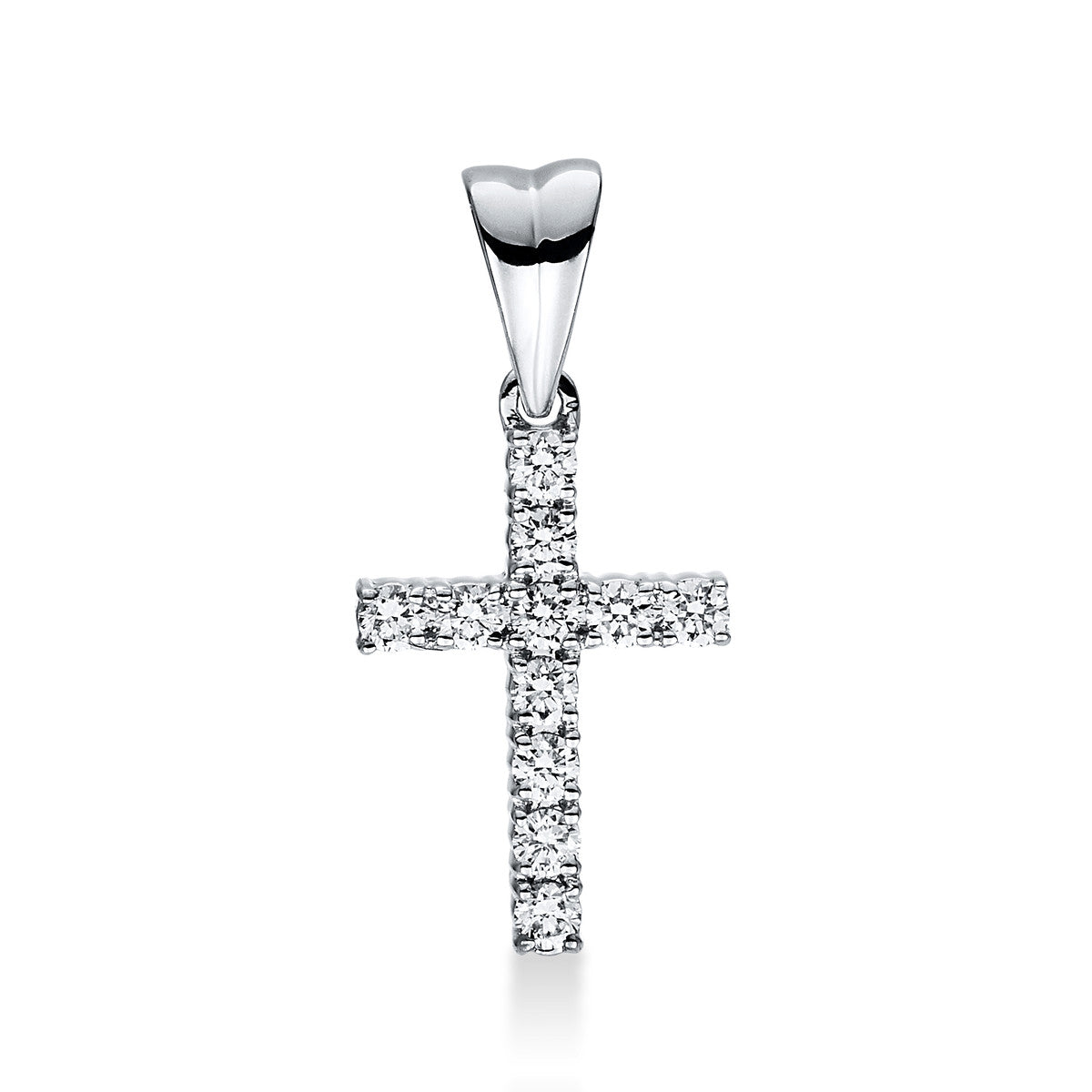 diamond full cut cross pendant in white gold