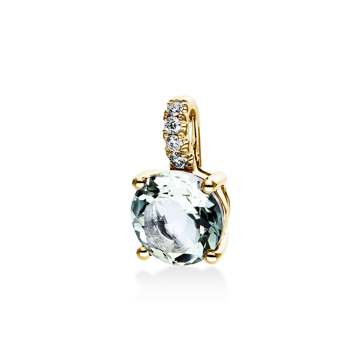 diamond full cut amethyst colored stone fashion pendant in yellow gold