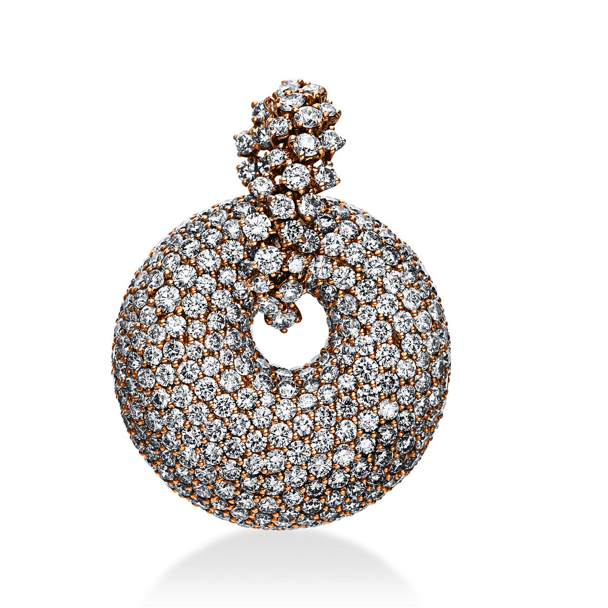 diamond full cut pavé pendant in red gold