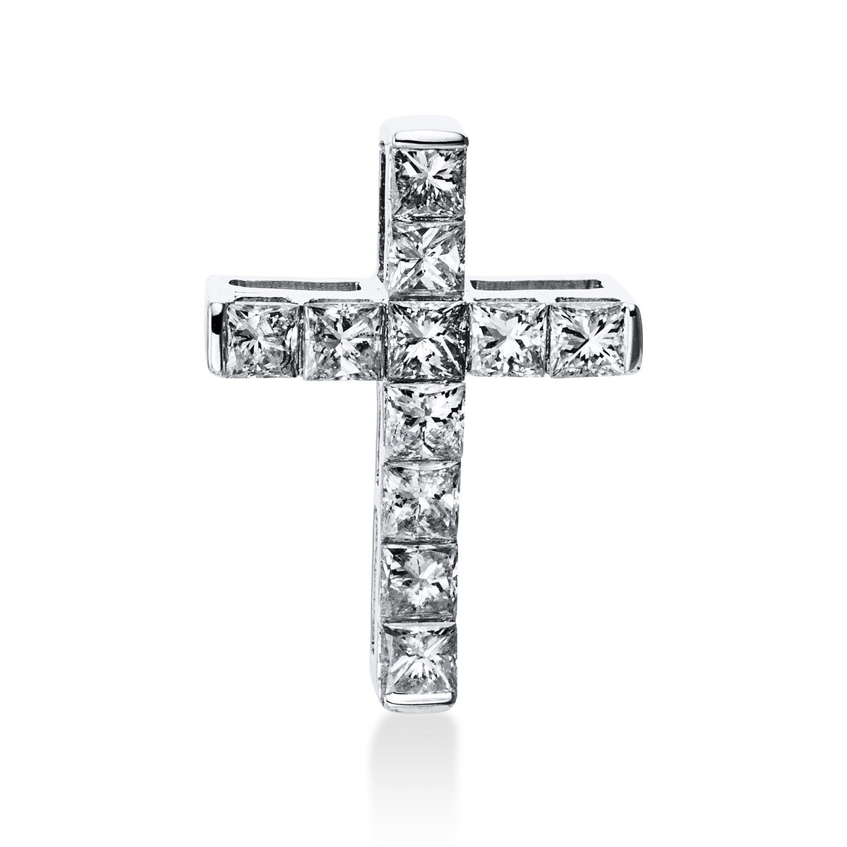 princess cross pendant in white gold