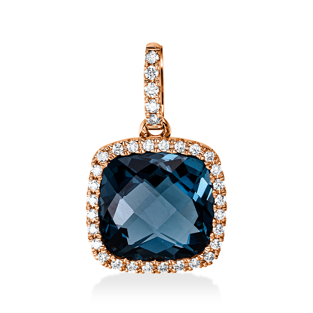 diamond full cut topaz colored stone fashion pendant in red gold
