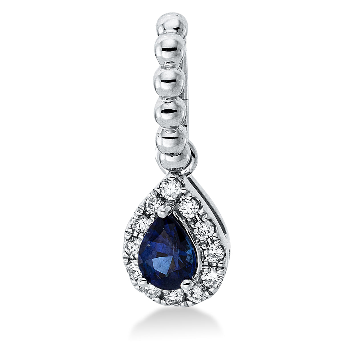 diamond full cut sapphire colored stone classic pendant in white gold
