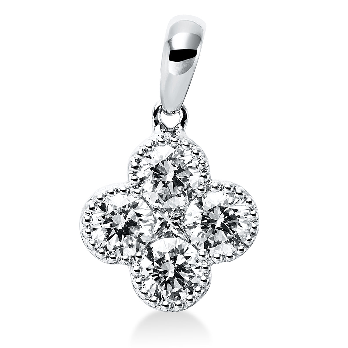 diamond full cut illusion classic pendant in white gold