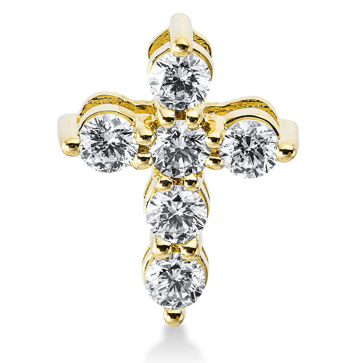diamond full cut cross pendant in yellow gold