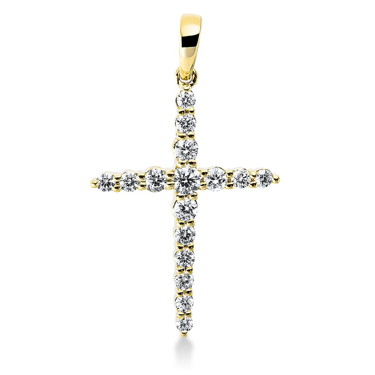 diamond full cut cross pendant in yellow gold