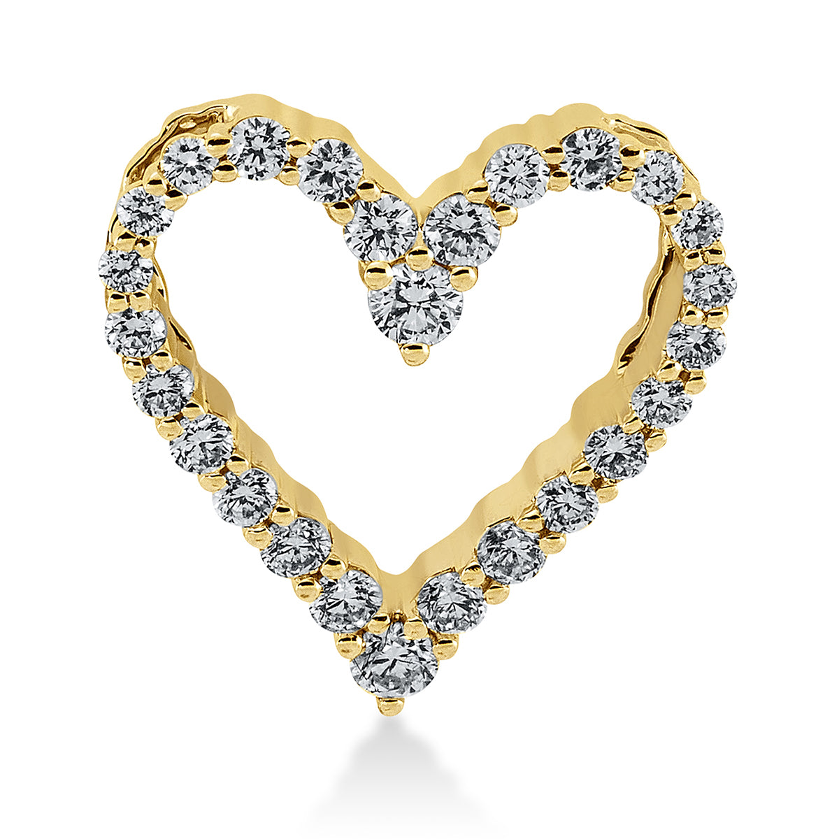 diamond full cut heart pendant in yellow gold