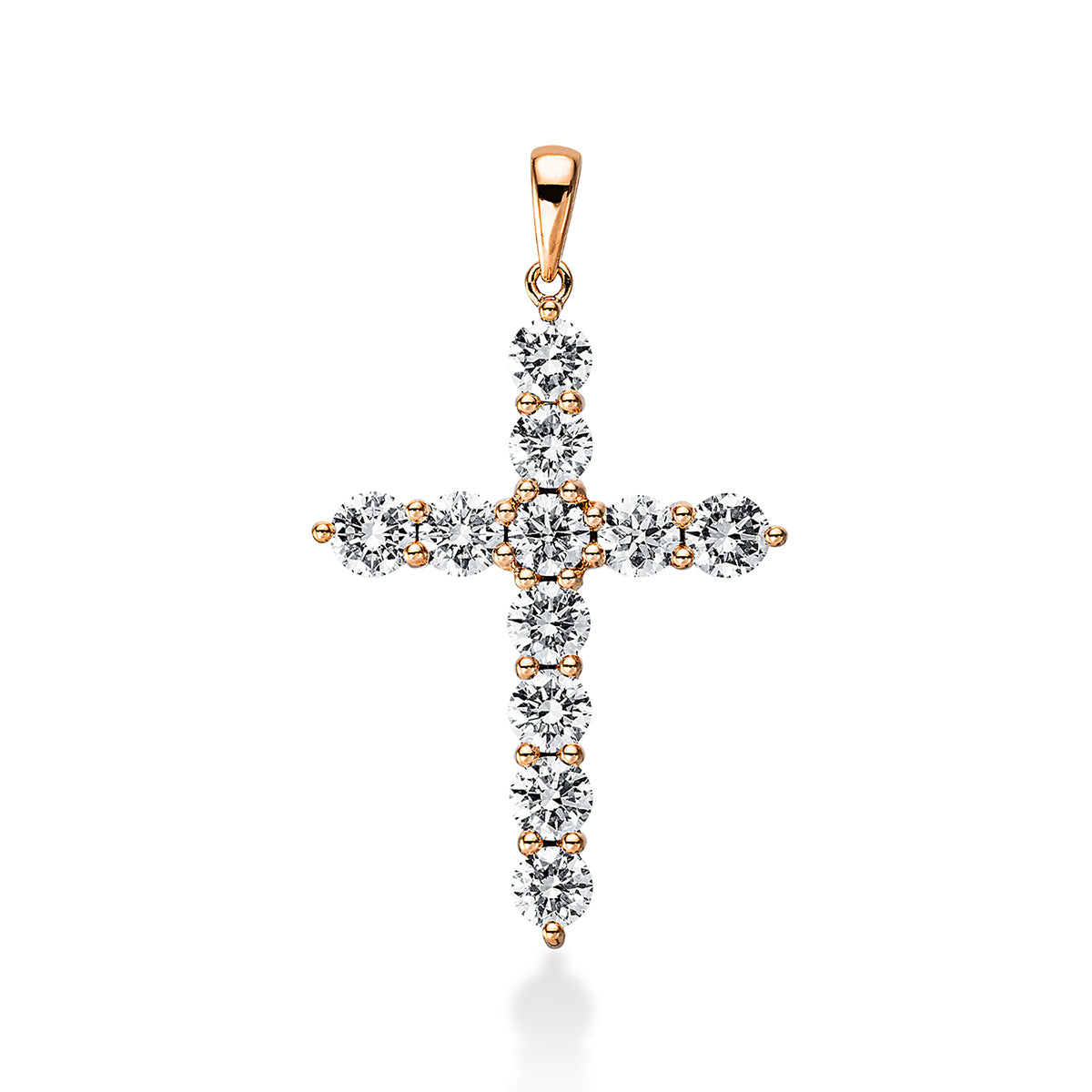 diamond full cut cross pendant in red gold
