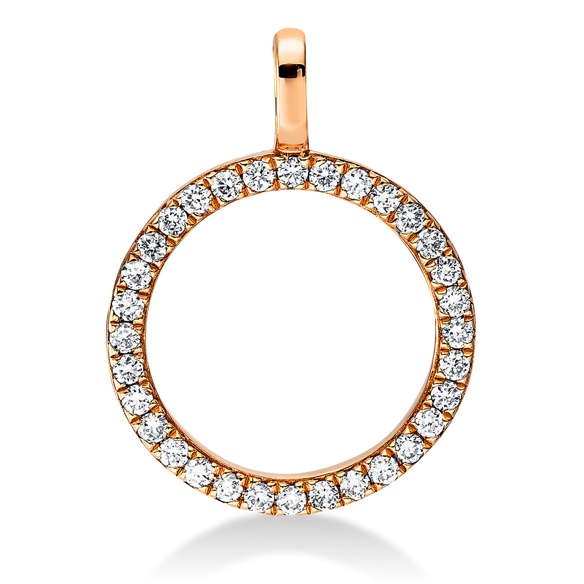 diamond full cut modern woman pendant in red gold