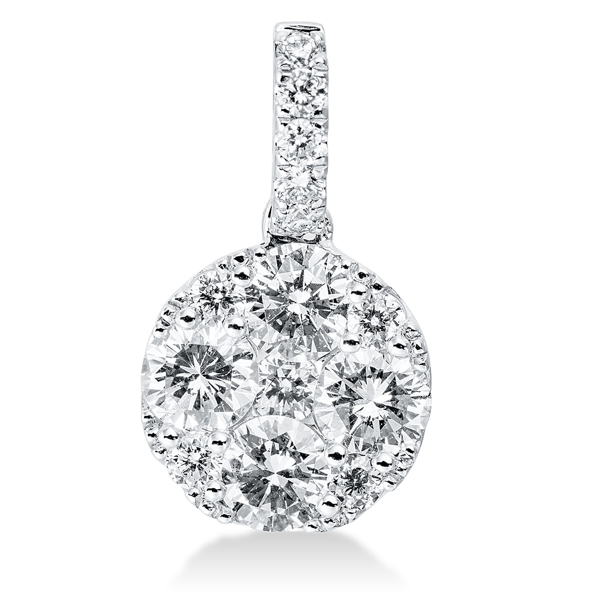 diamond full cut illusion classic pendant in white gold