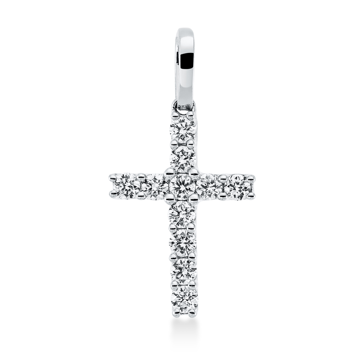 diamond full cut cross pendant in white gold