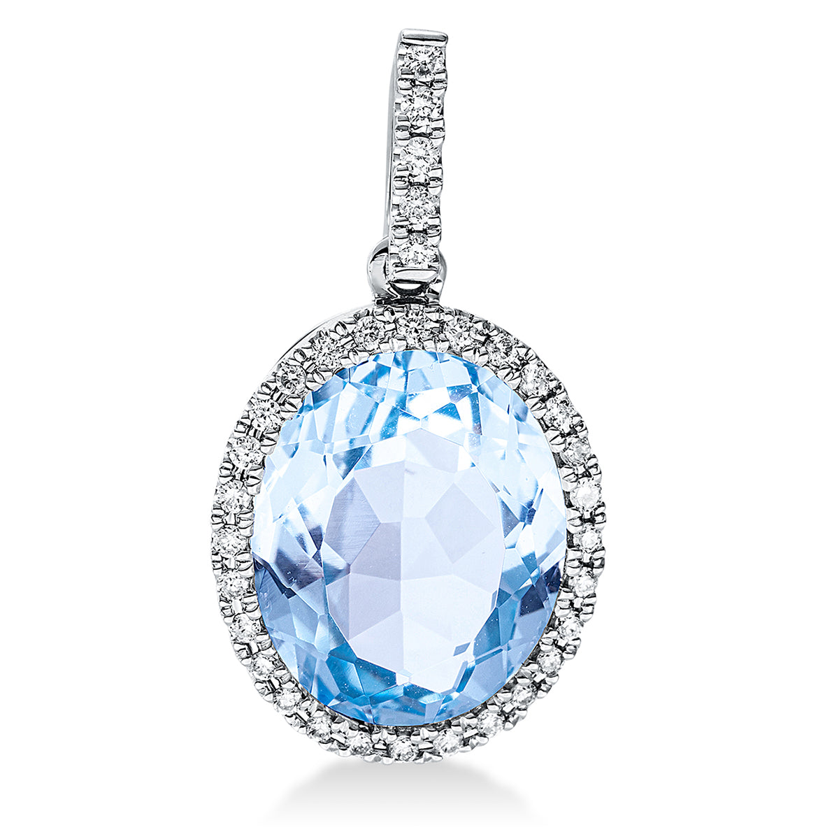 diamond full cut topaz colored stone fashion pendant in white gold